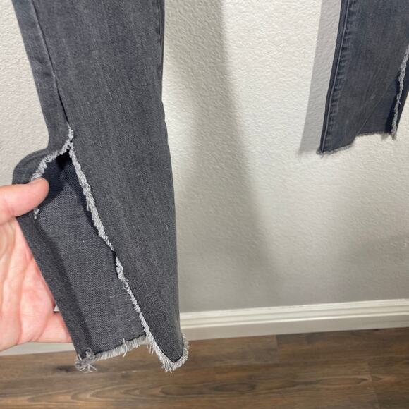 For4 New York Los Angeles Size 23 Iris Fray Bottom Skinny Jeans Black Slit Ankle - Picture 6 of 9